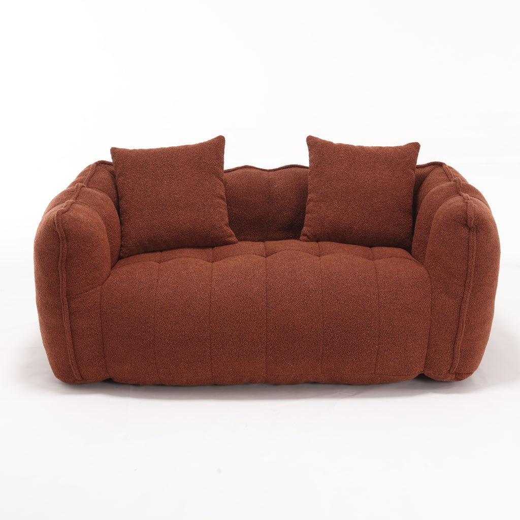 Cozy Beanbag Chair with High Resilience Foam Core for Two - Red Chenille, 66x35x25 inches - Grand Goldman Shop