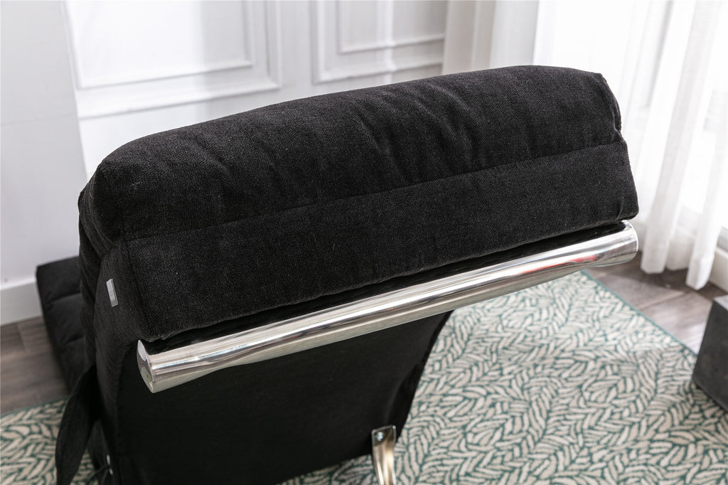 COOLMORE Luxury Upholstered Chaise Lounge Chair with Vibration for Relaxation, Modern Fixed Back Fabric Leisure Recliner Sofa for Living Room/Bedroom - Grand Goldman Shop