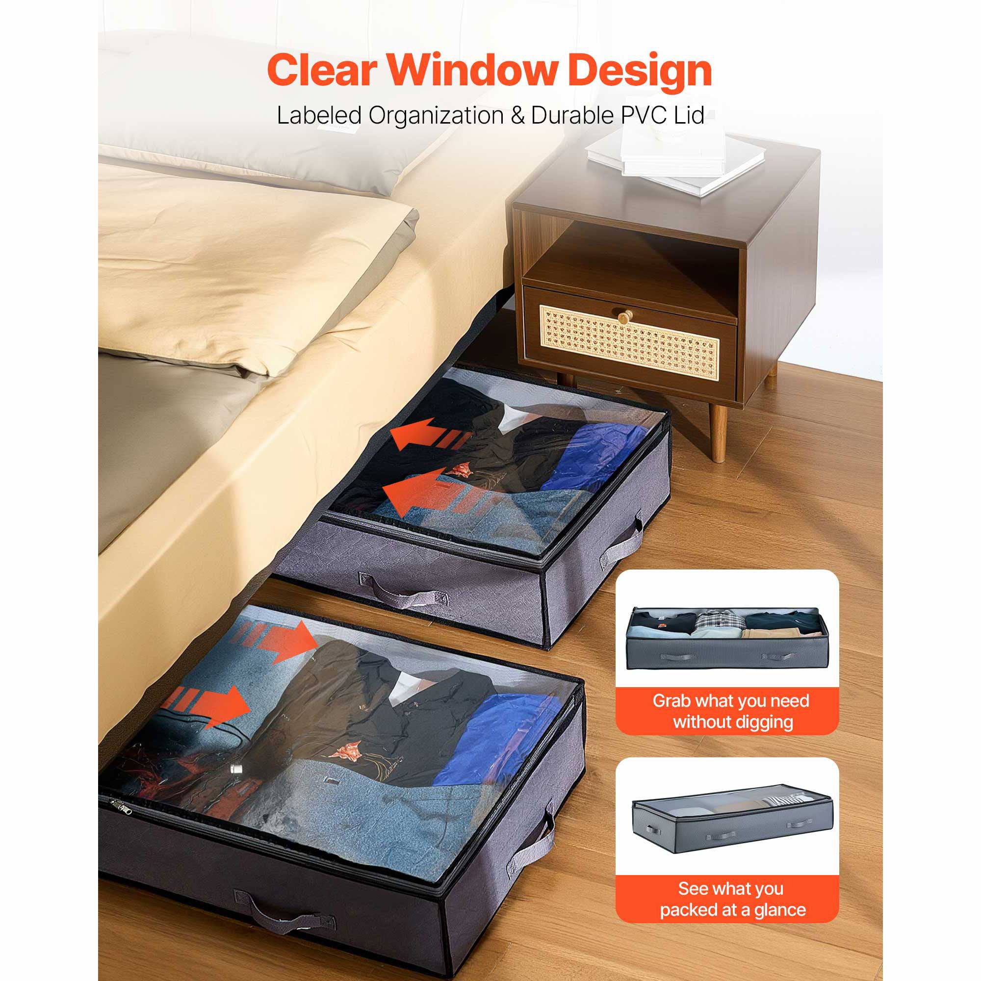 Under Bed Storage 90L Stackable Shoes Organization Box with Clear Lid 2 Pack - Grand Goldman Shop