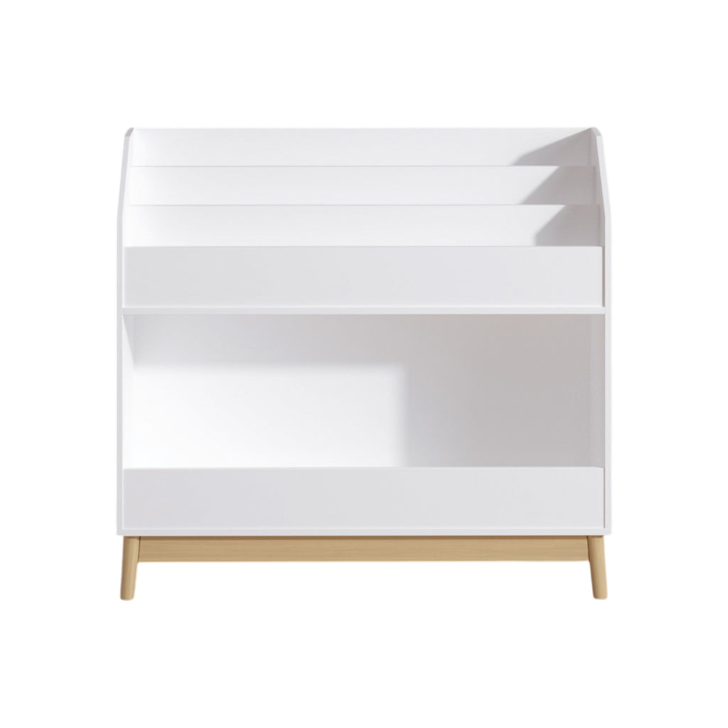 White Wooden Kids Bookcase Organizer with Storage, 3-Tier Toddler Book Display Shelf for Bedroom or Playroom - Grand Goldman