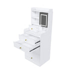 3-in-1 Dressing Table with LED Mirror & Storage Stool, Compact Makeup Vanity, White MDF, 50.39x19.69x15.75 inches - Grand Goldman Shop