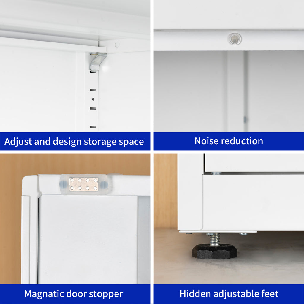 High Storage Cabinet with 2 Doors and 4 Partitions to Separate 5 Storage Spaces, Home/ Office Design - Grand Goldman