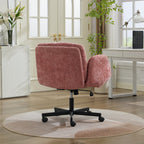 Modern Chenille Swivel Office Chair, Height Adjustable Task Chair with Convertible Multi-Position Armrests, Comfy Double Cush