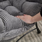 Lazy Chair with Ottoman, Modern Lounge Accent Chair with Armrests and a Side Pocket, Leisure Upholstered Sofa Chair Reading Chair with Footrest for Small Space, Corner Chair-Grey - Grand Goldman Shop