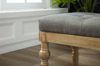 Habit Solid Wood Button Tufted Dining Bench, Grey - Grand Goldman Shop