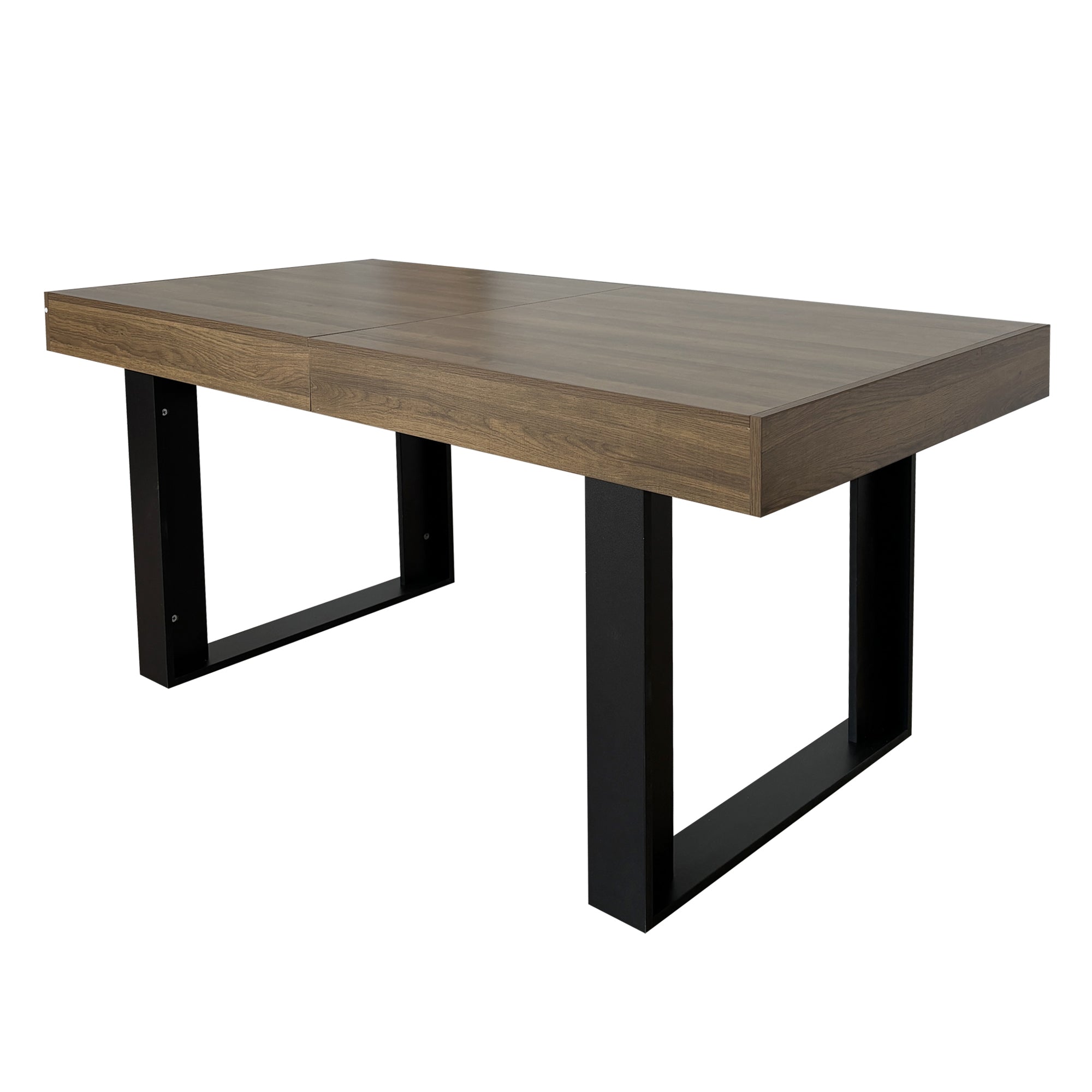 Rectangle extendable dining table for 6-10 people aged effect wood and black 160-200 cm - Grand Goldman Shop