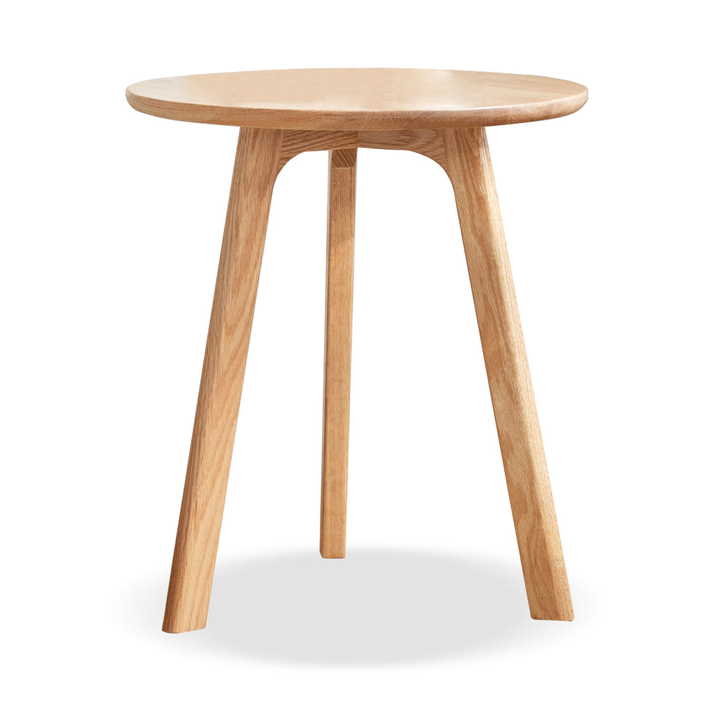 Round End Table- Small End Table Side Table Coffee Table Bedside Table Night Stand for Living Room Bedroom & Balcony, 100% Natural Solid Oak Wood Easy to Assemble - Grand Goldman Shop