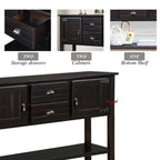 48'' Solid Wood Sideboard Console Table with 2 Drawers and Cabinets and Bottom Shelf, Retro Style Storage Dining Buffet Server Cabinet for Living Room Kitchen Dining Room (Espresso - Grand Goldman Shop