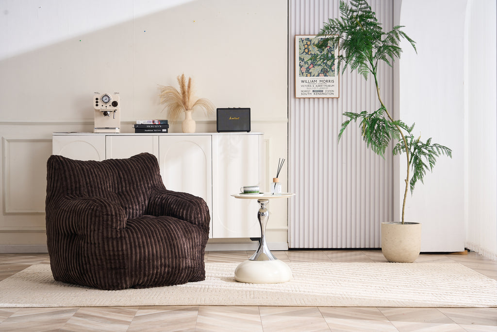 010-Soft Fluffy Corduroy Fabric Bean Bag Chair Filled With Memory Sponge,Brown - Grand Goldman Shop