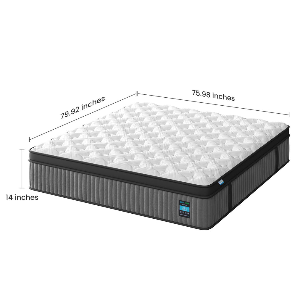 14 Inch Hybrid Mattress King – Memory Foam & Pocket Spring Bed – Cooling, Pressure Relief, Back & Hip Support - Grand Goldman Shop