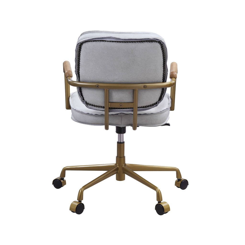 Siecross Vintage White Top Grain Leather Office Chair - Grand Goldman