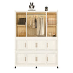 Portable Wardrobe Closet Storage Organizer for Clothes,Clothes Dresser,12 Magnetic Doors-12 Cubes & 1 Hanging Rod,6 pcs hangers , Baby Wardrobe Storage Cabinet,White - Grand Goldman Shop