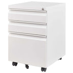 White Mobile 3-Drawer File Cabinet with Lock, Metal Organizer for Home Office, Fully Assembled - Grand Goldman