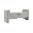 Modern Teddy Upholstered Storage Bench with Arms and Comfy Teddy Fabric in Grey - Grand Goldman Shop