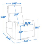 Heat Massage Manual Recliner Chair with Rocker and Swivel in Fabric for Living Room, Grey - Grand Goldman Shop