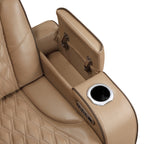 Fortuner Power Reclining 3Pc Living Room Set in Caramel Faux Leather with LED Lights, Massage Function, Bluetooth Speakers and Wireless Charging - Grand Goldman Shop