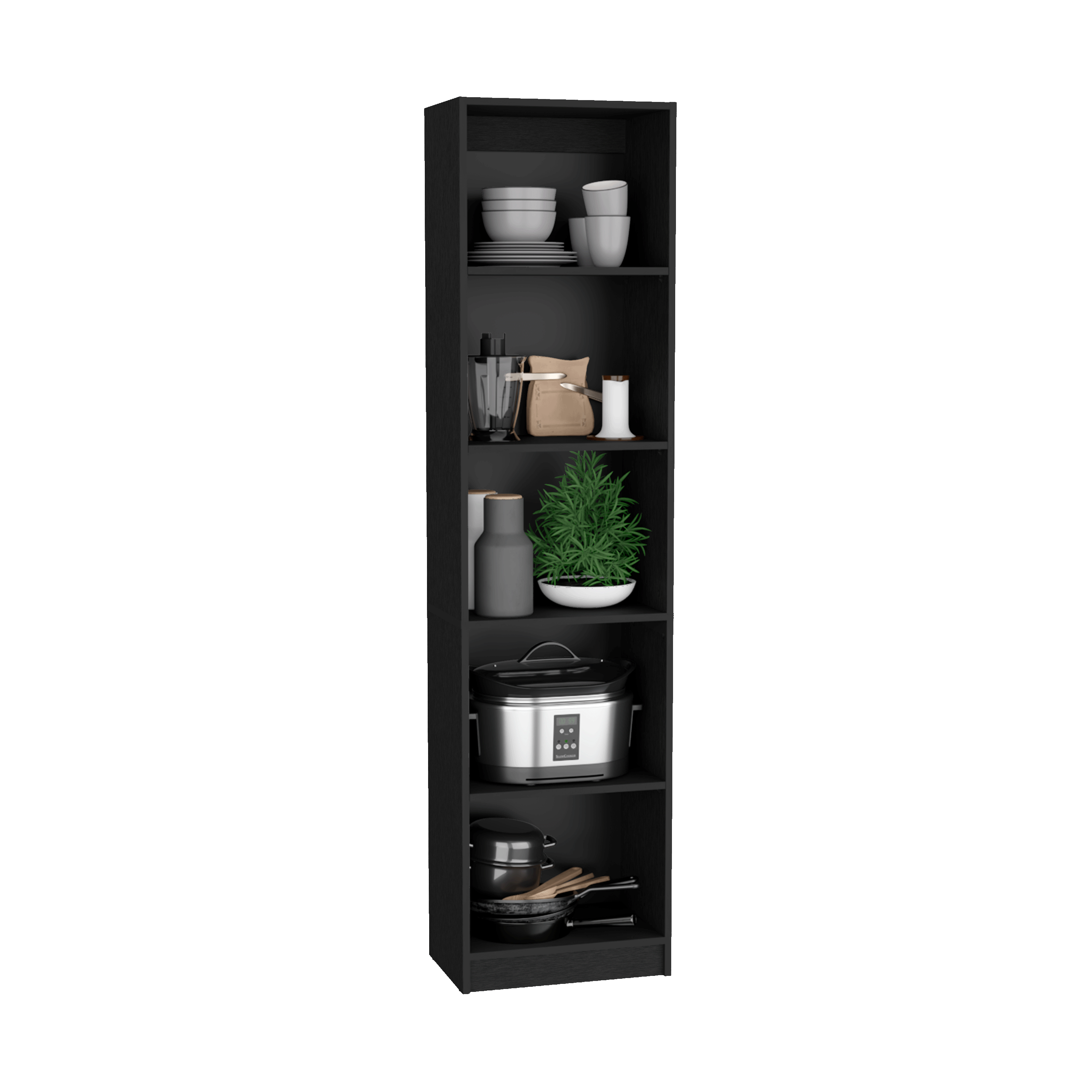 Dupree 4 Piece Home Bookcase set, 91' Wide with 17 Shelves And a Double-Door Cabinet ,  Living Room Set  Black - Grand Goldma