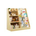 Kids Bookshelf and Toy Storage Organizer, Multifunctional 4 Tier Wooden Kids Book Shelf with  Bookcase Display Stand in Kids 