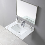 Montary 31inch bathroom stone vanity top carrara gold color with undermount ceramic sink and single faucet hole with backsplash - Grand Goldman Shop
