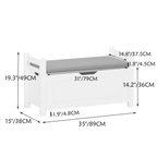 Kids Toy Box Chest White Storage Cabinet with Cushion Seat Bench Flip-Top Lid Safety Hinge for Nursery Playroom | Premium Hom
