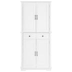 K&K 71' Tall Kitchen Pantry Cabinet with 3 Pull Out Cabinet Organizers, Farmhouse Embossed Texture Storage Cabinet with 6 Door Shelves, 2 Drawers, Freestanding Cupboard for Kitchen, Dining Room White - Grand Goldman Shop