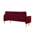 65-inch minimalist velvet sofa with metallic-coloured legs, complete with cushions, suitable for the living room or bedroom. - Grand Goldman Shop
