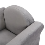 Kids Gray Velvet Upholstered Chair with Ottoman for Comfortable Seating | Premium Home Decor - Grand Goldman