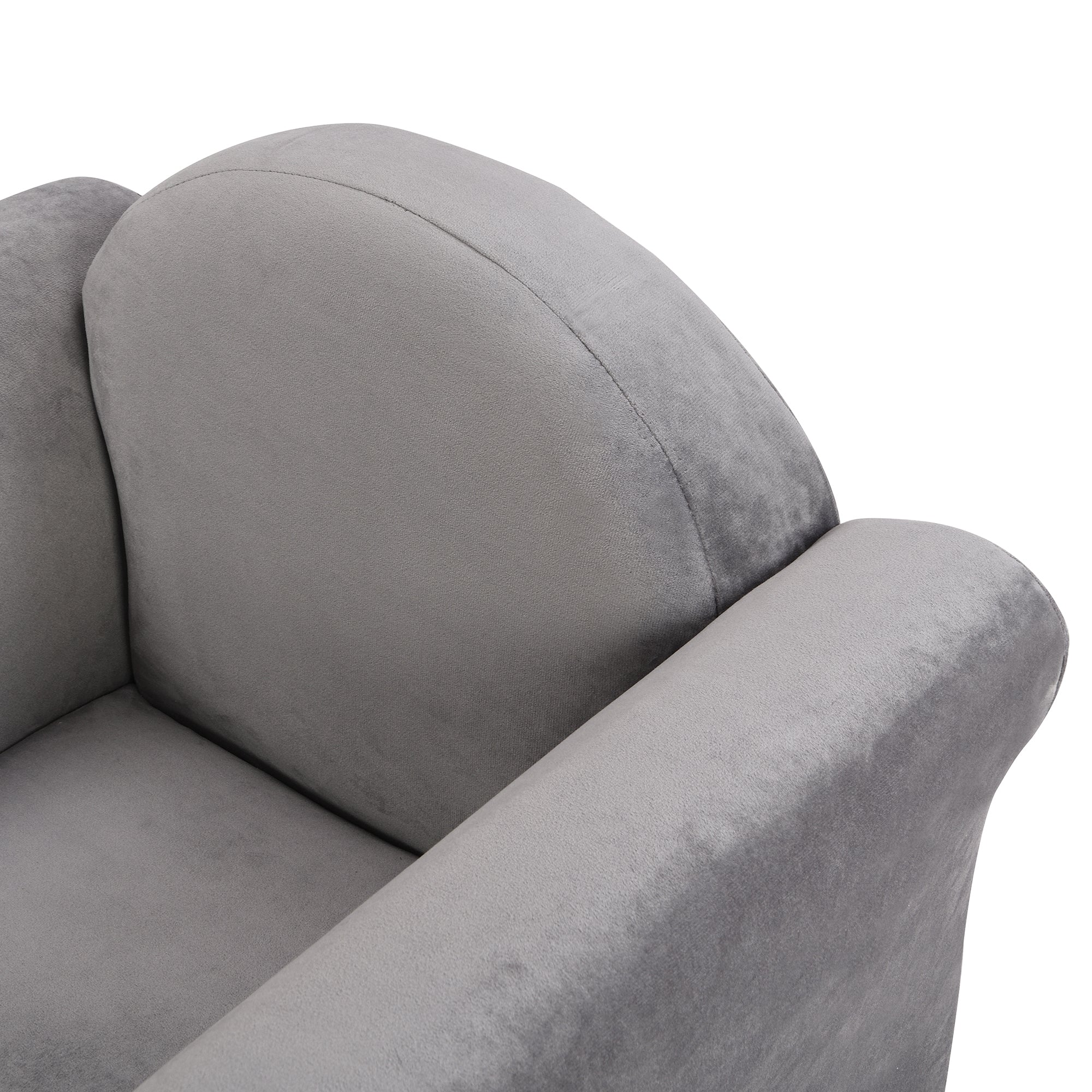 Kids Gray Velvet Upholstered Chair with Ottoman for Comfortable Seating | Premium Home Decor - Grand Goldman