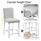 5 Piece Counter Height Table Set, Wooden Kitchen Table Set with Square Table and 4 Upholstered Chairs, Counter Height Dining Table with Crystal Decoration and Chair Set for Kitchen, Dining Room, White - Grand Goldman Shop