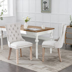 Nikki Collection Modern, High-end Tufted Solid Wood Contemporary Flax Upholstered Dining Chair with Wood Legs Nailhead Trim 2-Pcs Set,Gray, SW6801BG - Grand Goldman Shop