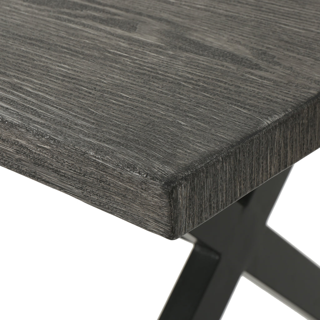 Rolando Outdoor Aluminum Dining Table with Steel Frame, Grey / Black - Grand Goldman Shop