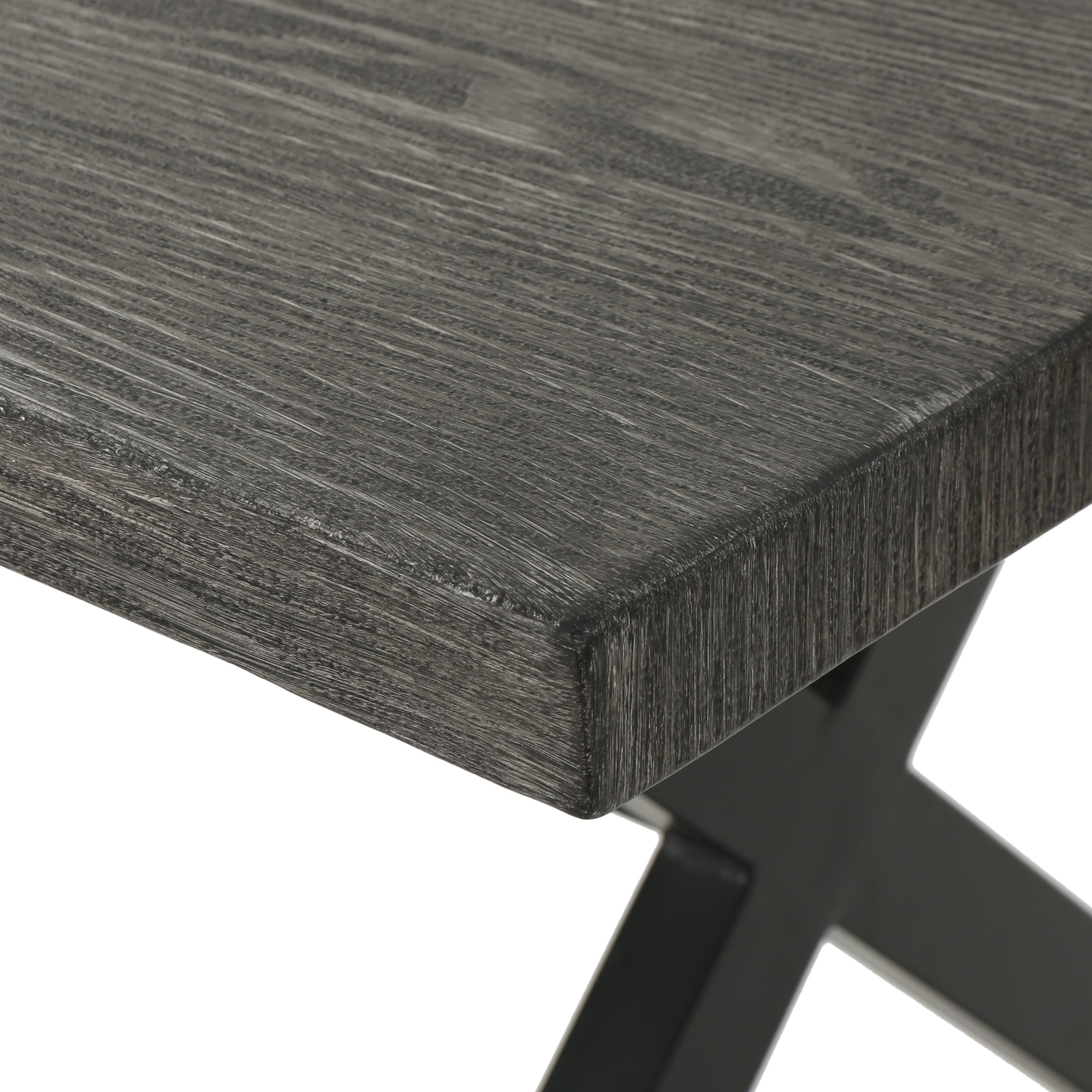 Rolando Outdoor Aluminum Dining Table with Steel Frame, Grey / Black - Grand Goldman Shop