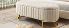Elegant Upholstered Velvet Storage Ottoman with Button-Tufted,Storage Bench with Metal Legs for Bedroom,Living Room,Fully Assembled Except Legs,Beige - Grand Goldman Shop