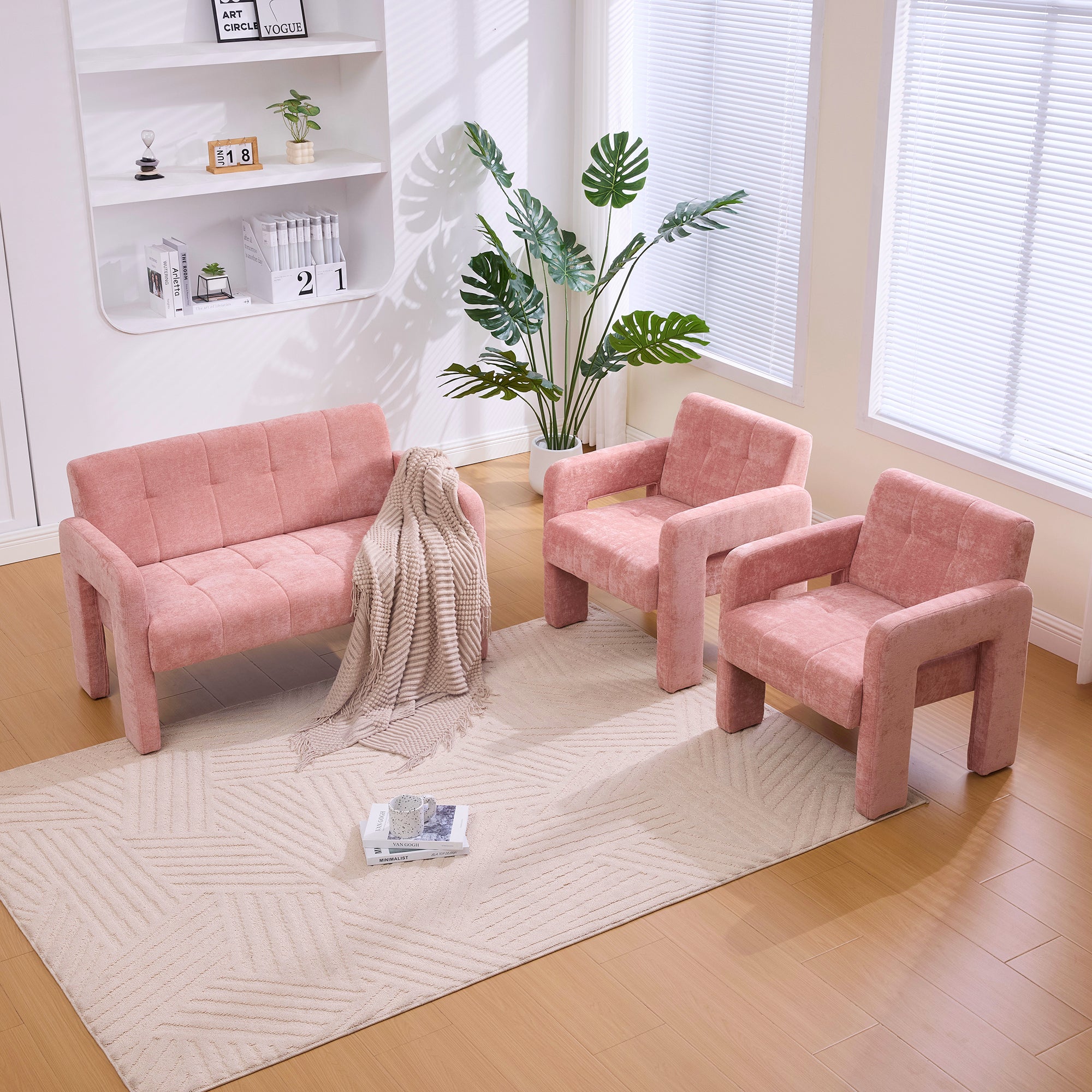 Nordic Modern Double Armchair Living Room & Bedroom Compact Upholstered Sofa Leisure Sofa Comfortable Seating with Dual Armrests Can be paired with a single chair - Grand Goldman Shop