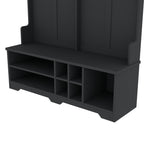 Modern Hallway Hall Tree with Metal Hooks and Storage Space, Multi-Functional Entryway Coat Rack with Shoe Cubbies, Black - Grand Goldman Shop