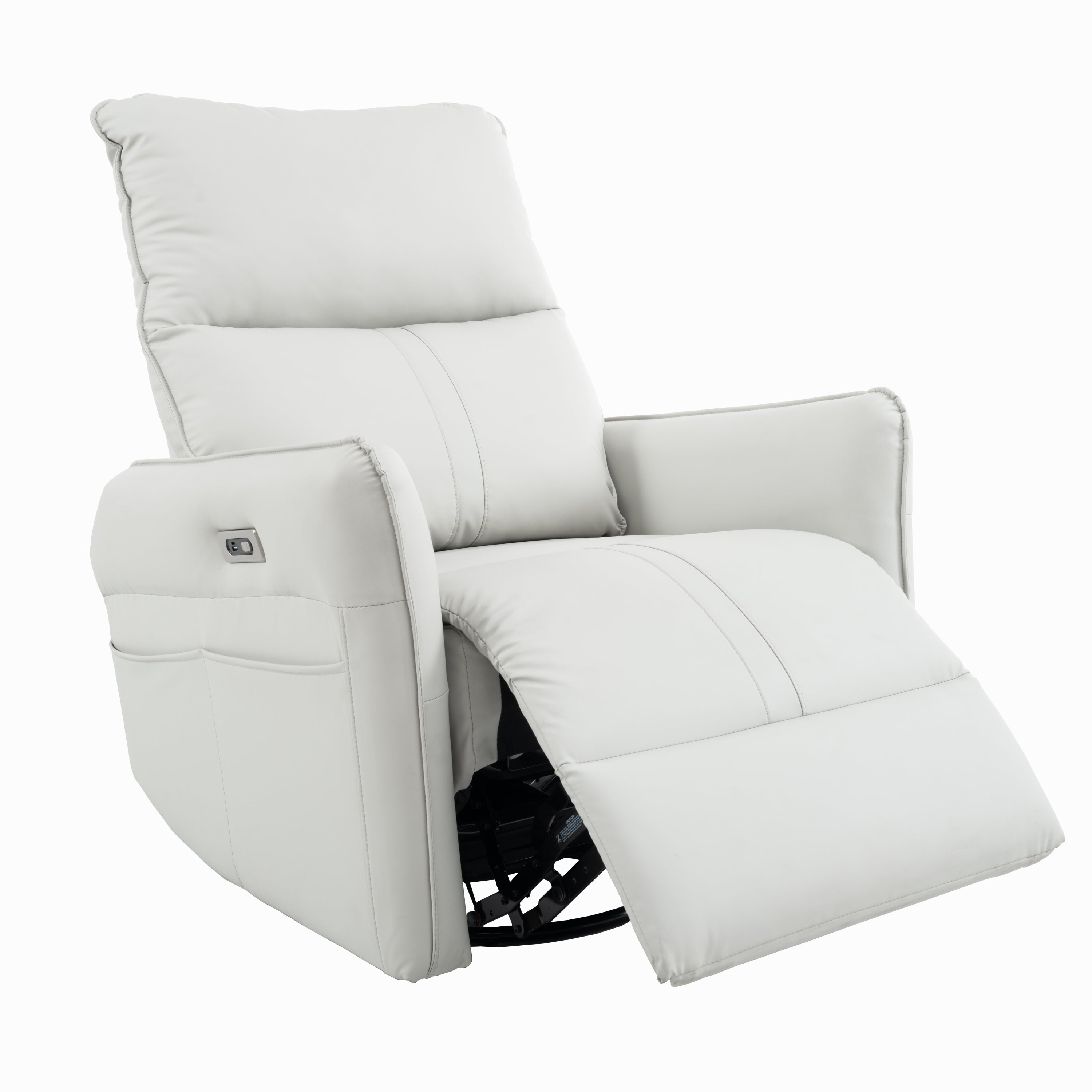 270° Power Swivel Rocker Recliner Chair, PU Leather Electric Glider Reclining Sofa with USB Ports, Power Swivel Glider, Rocking Chair,Nursery Recliners for Living Room Bedroom(Light Gray+270°Swivel) - Grand Goldman Shop