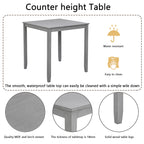 5 Piece Dining Table Set, Wooden Dining Square Table Set for 4, Counter Height Kitchen Table Set with Square Table and 4 Upholstered Chairs for Small Space, Gray - Grand Goldman Shop