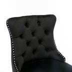 Contemporary Velvet Upholstered Barstools with Button Tufted Decoration and Wooden Legs, and Chrome Nailhead Trim, Leisure Style Bar Chairs,Bar stools, Set of 2 (Black),SW2002BK - Grand Goldman Shop