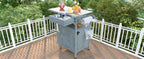 K&K 40.5' Outdoor Grill Cart with Stainless Steel Top, Solid Wood Outdoor Storage Cabinet with Drop Leaf, One Drawer, Towel Rack, Rolling Kitchen Cart with Lockable Wheels for Lawn Garden, Blue Grey - Grand Goldman Shop