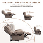 Oversized Velvet Recliner Chair Sofa with Manual Push-Back Functionality in Brown - Grand Goldman Shop