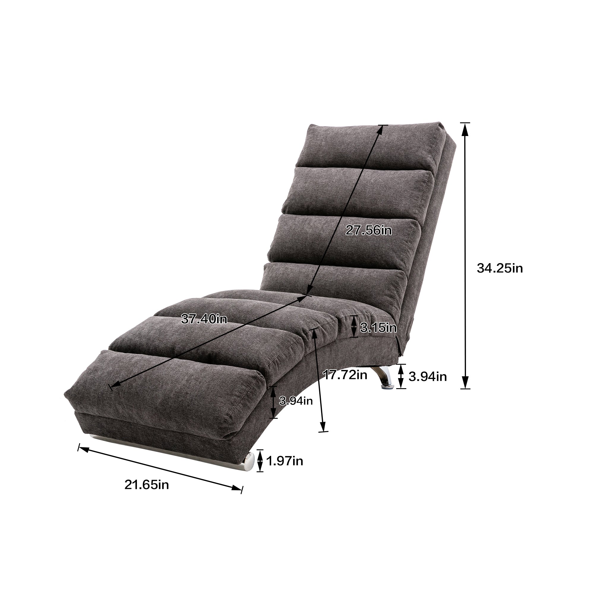 Ergonomic Linen Massage Chaise Lounge with Remote Control, Dark Gray, Electric Massage Lounger with 5 Modes - Grand Goldman Shop