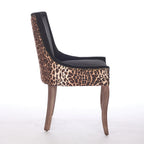 A&A Furniture,Ultra Side Dining Chair, Thickened fabric chairs with neutrally toned solid wood legs, Bronze nail head, Set of 2,Leopard Print - Grand Goldman Shop