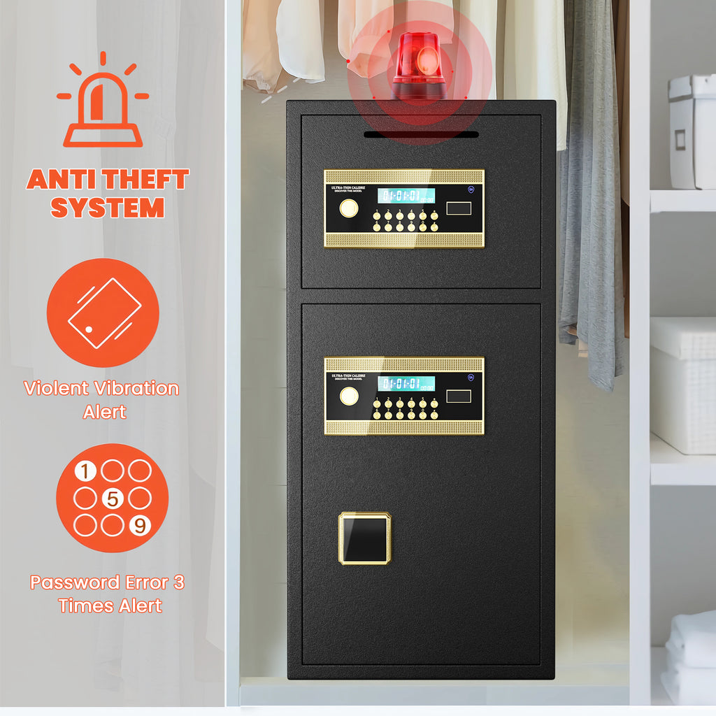 Large Double-door Coin-operated Safe,Digital Security Safe with Fireproof and Waterproof Bag,7.0 Cubic Feet Safe Box with Hid