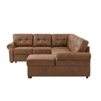 Faux Leather Fabric U-Shape Sectional Sleeper Sofa (Pull-Out Bed) With Storage Chaise - Grand Goldman Shop
