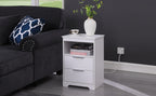 Nightstand with Charging Station,End Table with 2 Drawers,Wooden End Table with Drawer and Opening Shelf,Side Table for Bedroom, White - Grand Goldman Shop