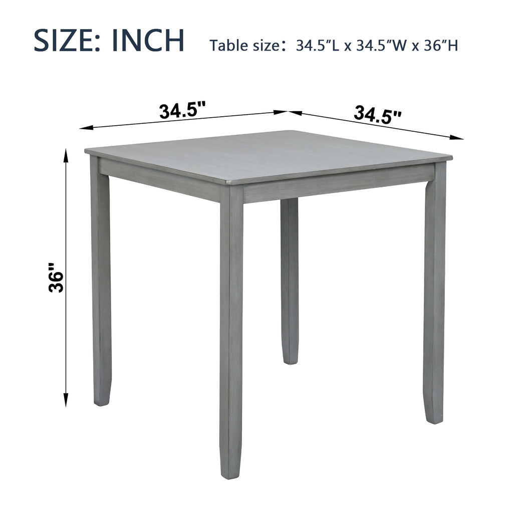 Wooden Dining Square Table, Kitchen Table for Small Space, 4 Person Counter Height Table, Gray, ONLY THE TABLE - Grand Goldman Shop