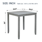 Wooden Dining Square Table, Kitchen Table for Small Space, 4 Person Counter Height Table, Gray, ONLY THE TABLE - Grand Goldman Shop