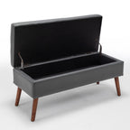 Storage Bench with Storage Bench for Bedroom End of Bed Bench Foot of Bed Bench Entryway Bench Storage Ottoman Bench 43.3' W x 17.7' Dark Grey Leather Bench - Grand Goldman Shop