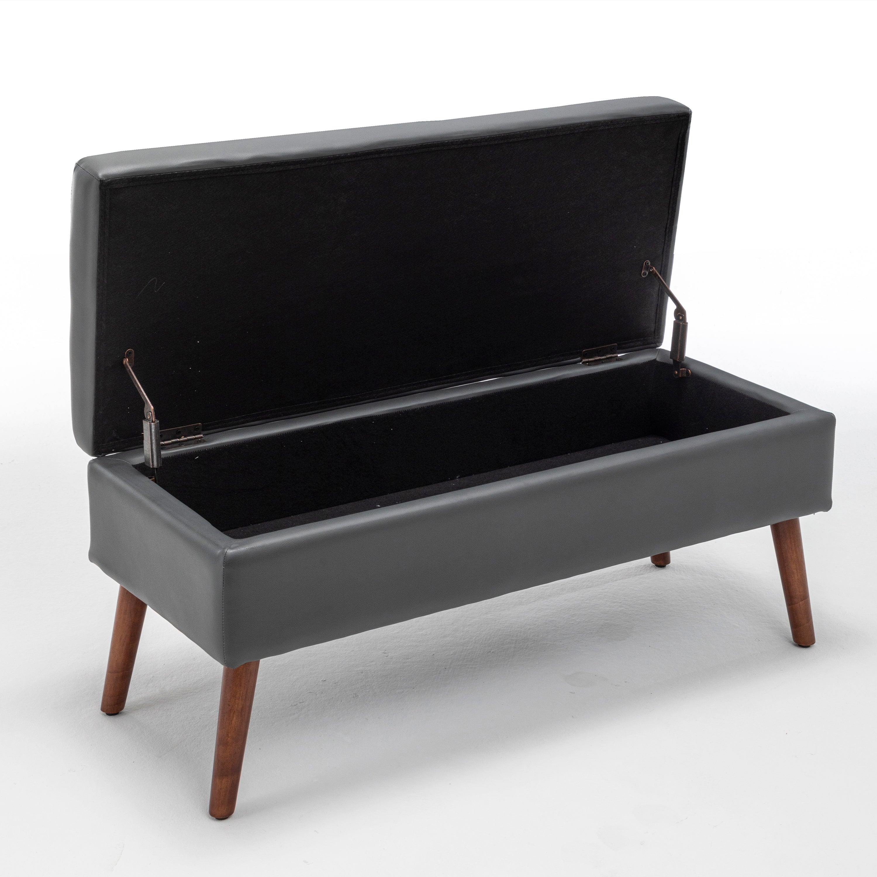 Storage Bench with Storage Bench for Bedroom End of Bed Bench Foot of Bed Bench Entryway Bench Storage Ottoman Bench 43.3' W x 17.7' Dark Grey Leather Bench - Grand Goldman Shop