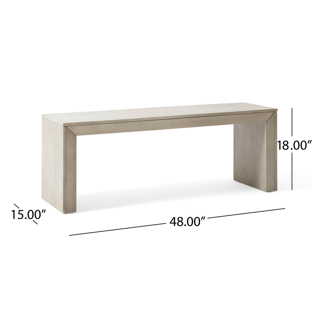 Acacia Wood Dining Bench, Light Gray Oak Finish, Farmhouse Style, 48x15x18 Inches - Grand Goldman Shop